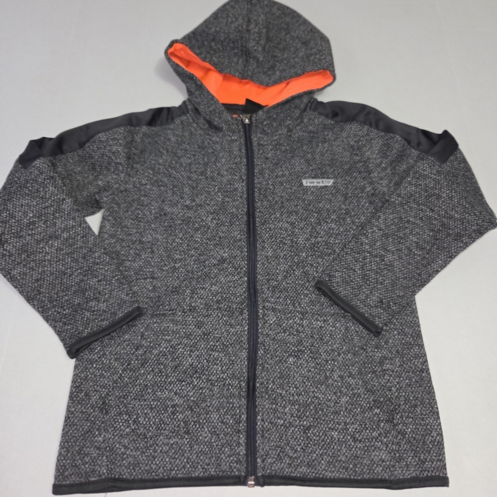 Hind Boys Gray and Black Hooded Sweatshirt with Full Zipper Preowned. Boys Small